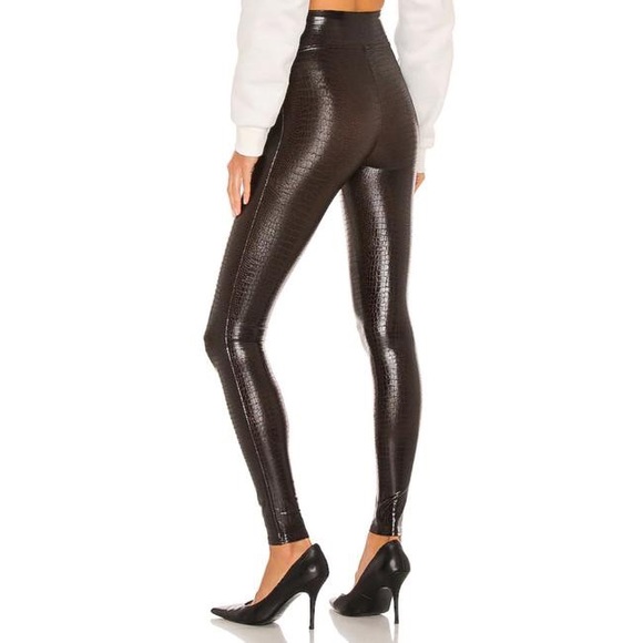 Spanx Faux Leather Croc Leggings in Color Shine - Picture 3 of 6